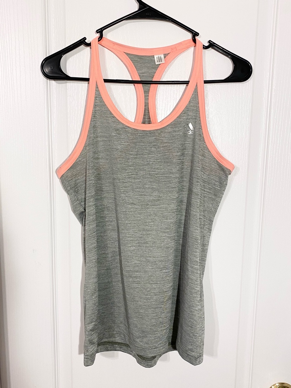 Adidas Climalite Racerback Athletic Workout Tank Top Gray Pink Size Small
